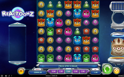 The Reactoonz  Slot Game at the Jackpot Guru Indian Online Casino